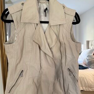Aqua Cream Sleeveless 100% Leather Vest